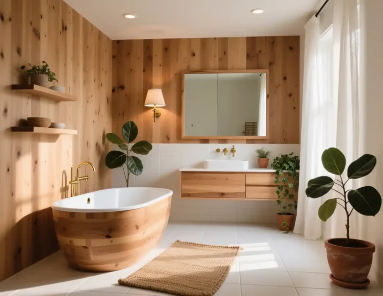 Wooden Bathroom Interior