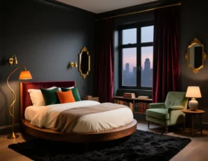 Dark Bedroom Interior