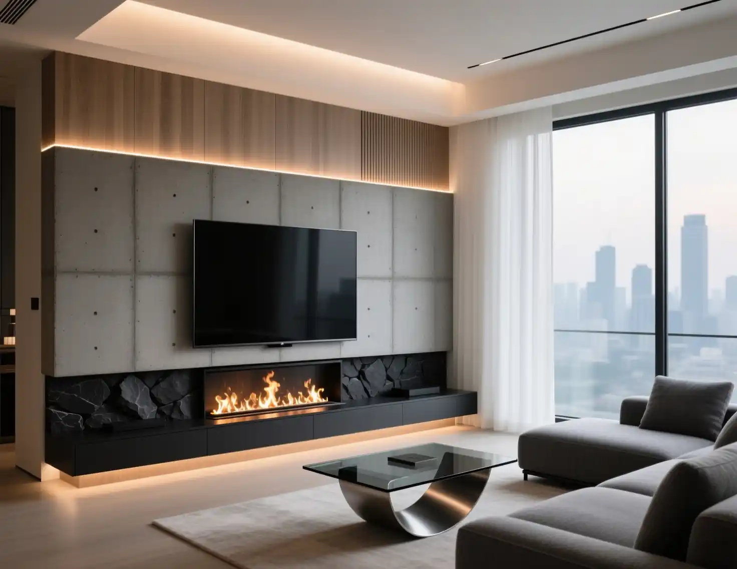 Fireplace TV Wall Modern Interior Design
