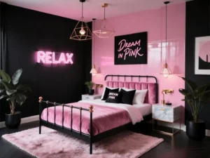 Black Pink Room Decor Bedroom