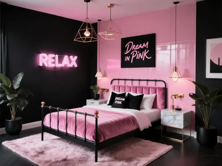 Black Pink Room Decor Bedroom