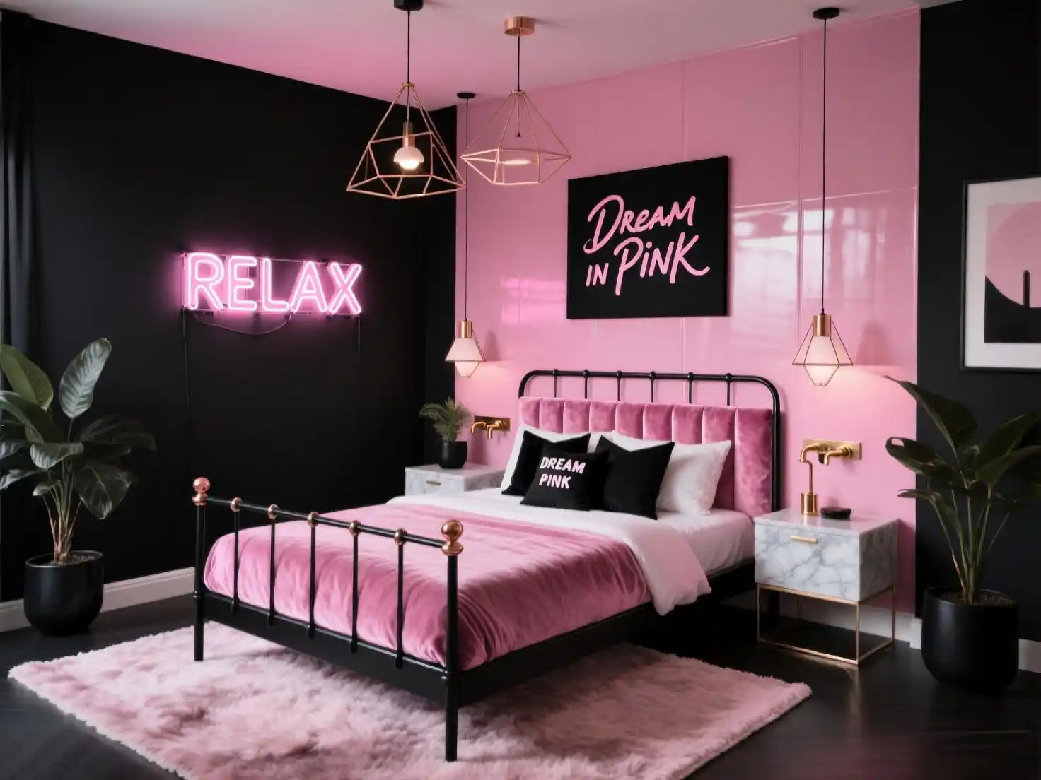 Black Pink Room Decor Bedroom