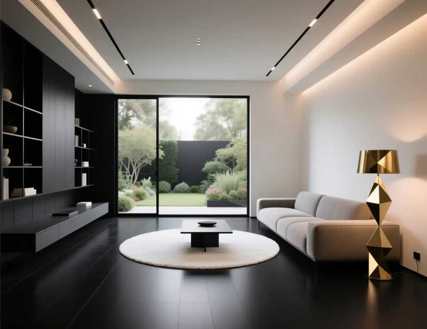 Black Floor Living Room Interior Design